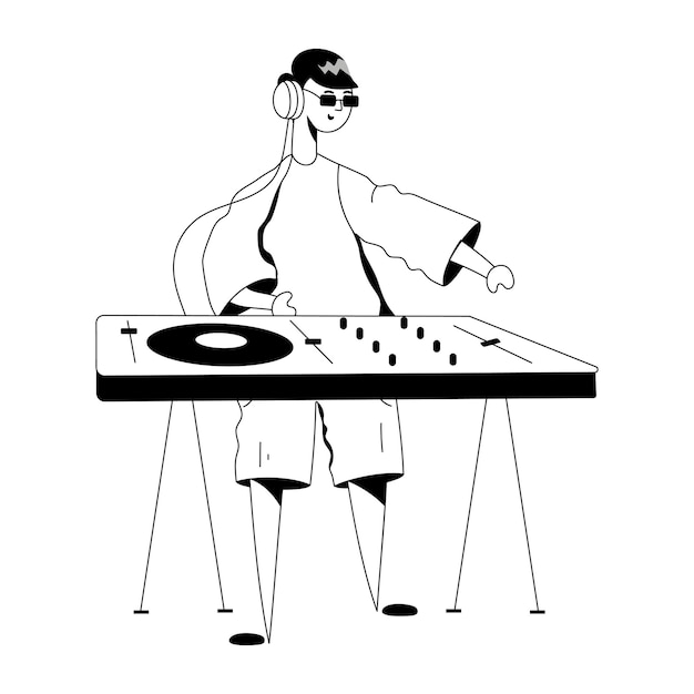 ベクトル 音楽djのグリフイラストを入手する