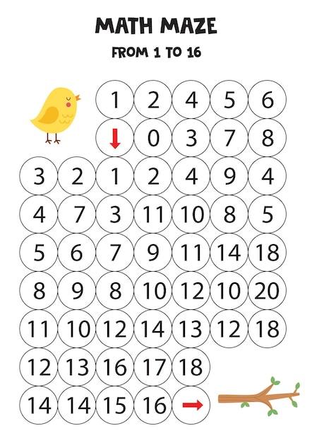 Get cute bird to the branch by counting to 16