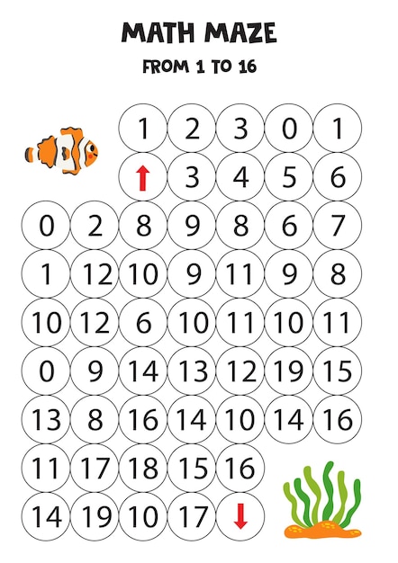Подведите милую рыбку-клоуна к водорослям, сосчитав до 16.