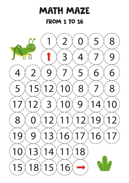 Get cute kawaii grasshopper to the grass by counting to 16.