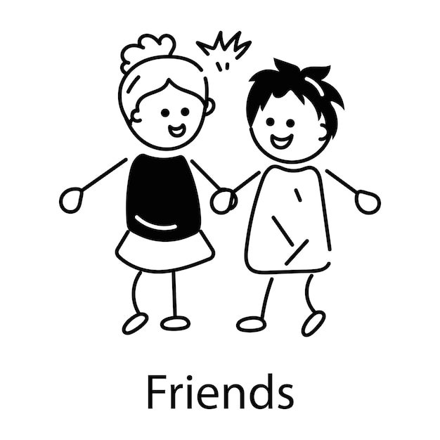 Get doodle icon of happy friends