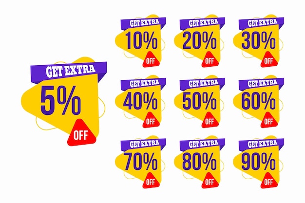 Get Extra  Percent Discount. Flash offer banner. Discount offer price sign. Special offer symbol.