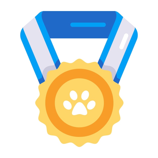 Get a flat icon of dog medal