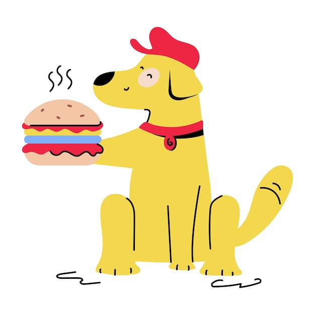 Vector get a flat illustration of dog burger