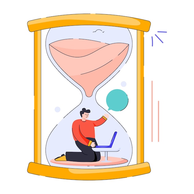 Vector get a flat illustration of sand clock