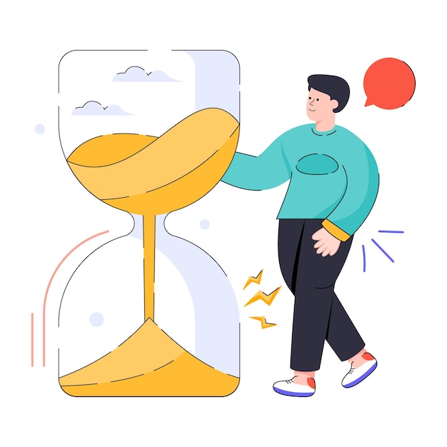 Vector get a flat illustration of sand clock