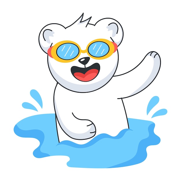Get flat sticker of cute pool bear