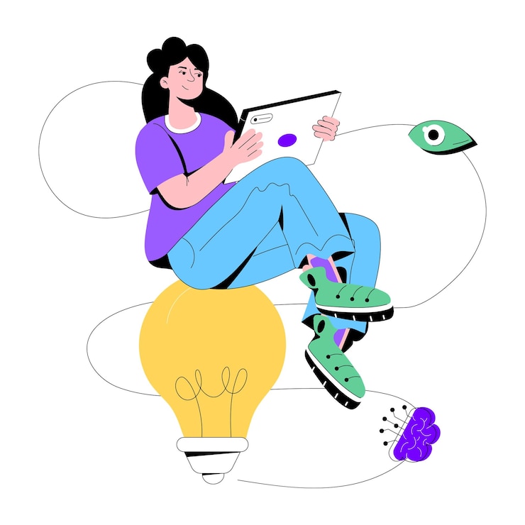 Vector get a glimpse of ai idea flat illustration