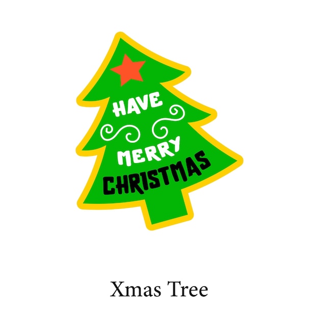 Vector get a glimpse of xmas tree flat sticker