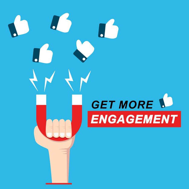 Get more engagement illustration. hand holds magnet