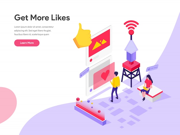 Get More Likes Isometric Illustration Concept
