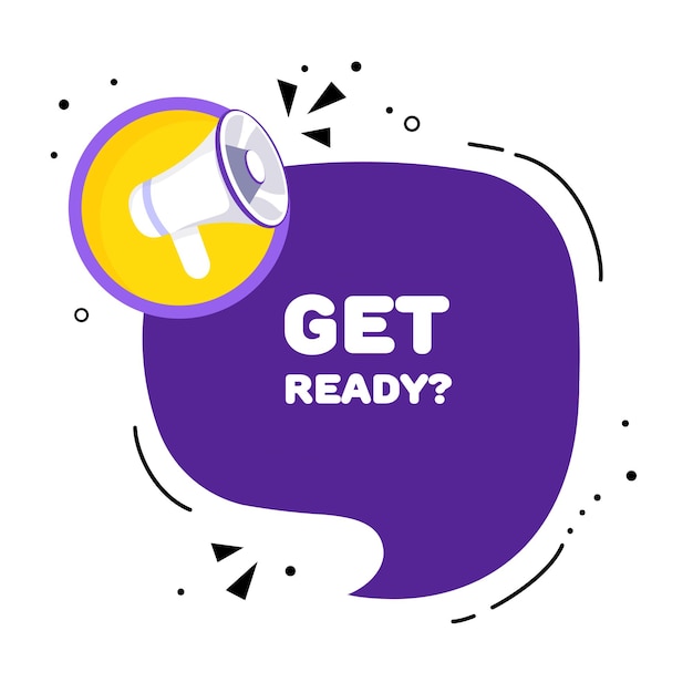 Get ready Flat purple get ready announcement Vector illustration