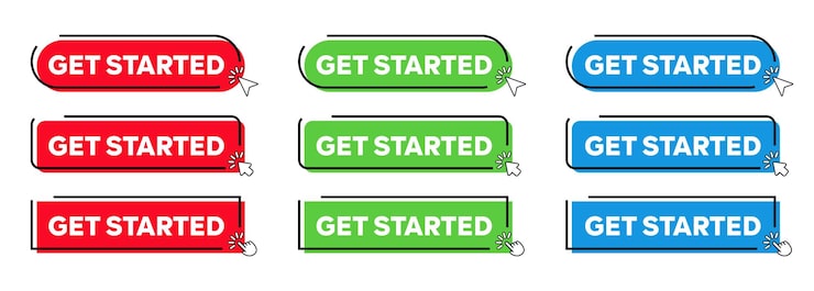 Vector 使用點擊指針或箭頭點擊的按開始現代簡單的web行動按<unk >向量