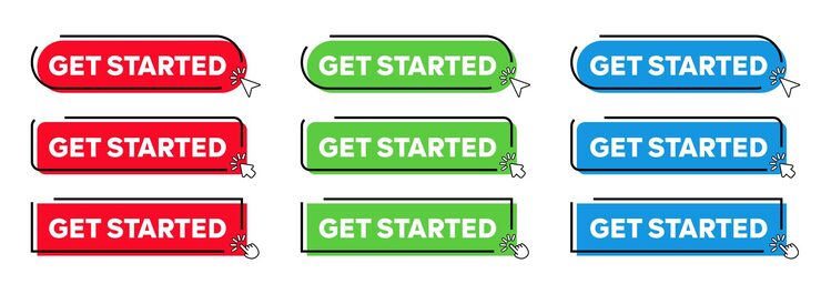 Vector 使用點擊指針或箭頭點擊的按開始現代簡單的web行動按<unk >向量