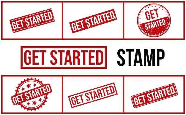 Get Started Rubber Stamp Set Vector