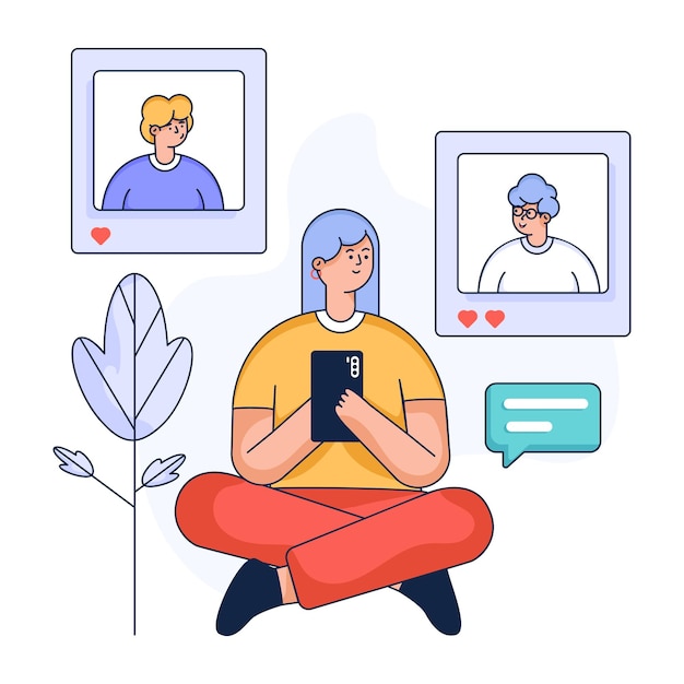 Get this amazing flat illustration of social posts