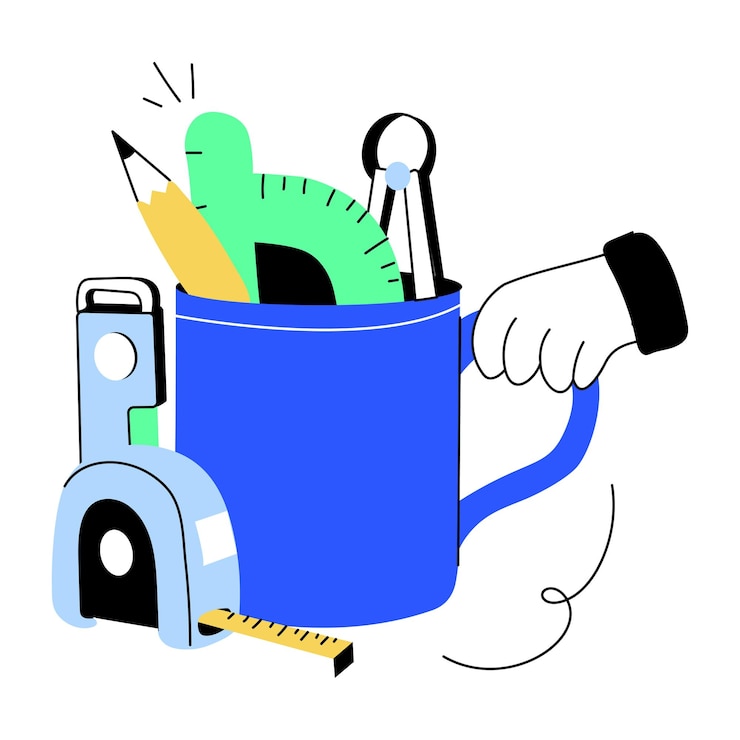 Vector get this doodle mini illustration of architect tools