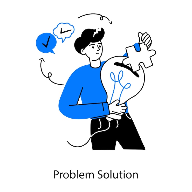 Vector get this doodle mini illustration of problem solution