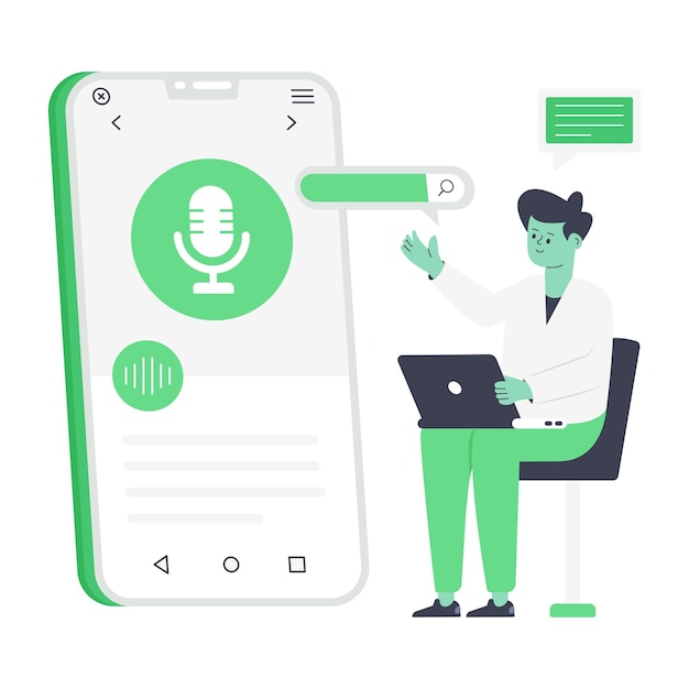 Vector get this editable flat illustration of voice assistant