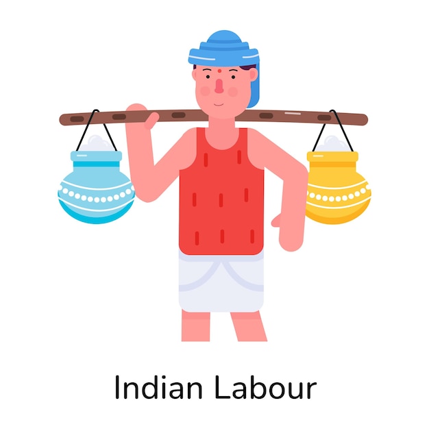 인도 노동의 이 평평한 캐릭터 아이콘을 얻으세요.