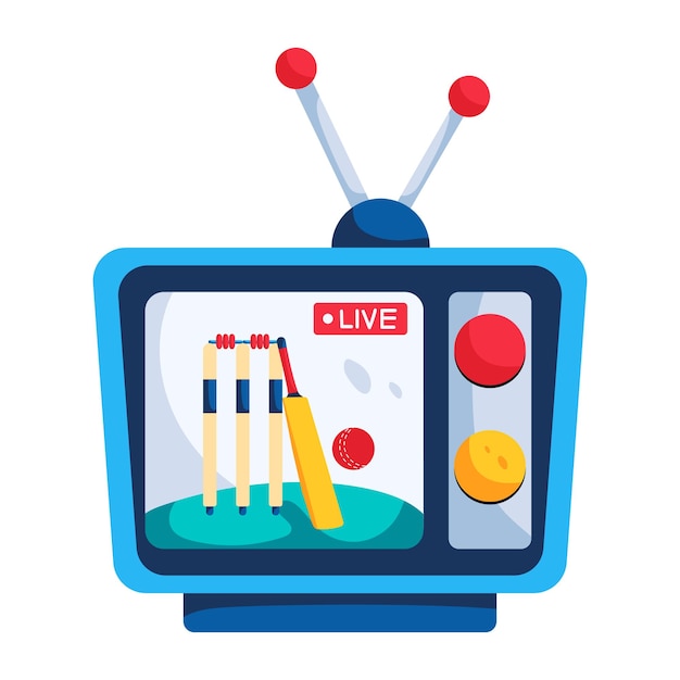 Get this flat icon of live cricket