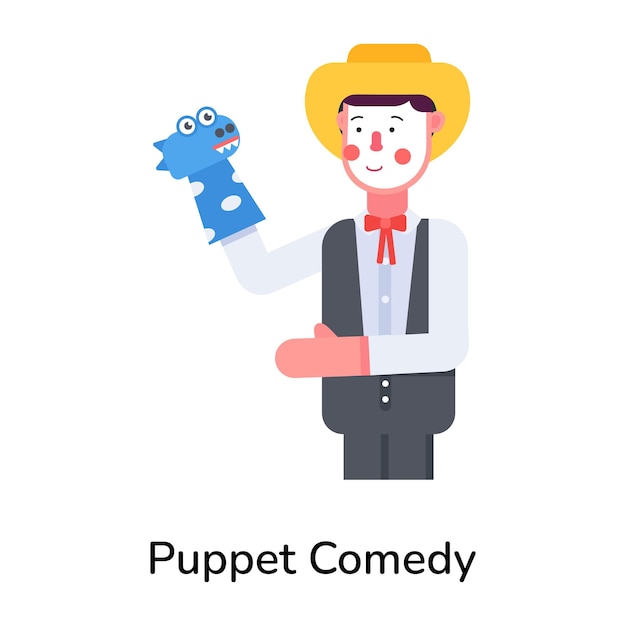 Get this flat icon of puppet comedy