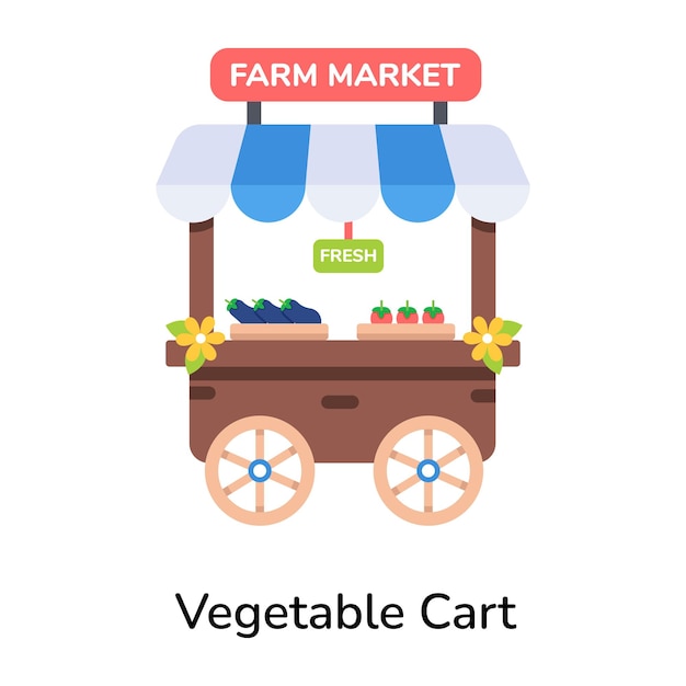 Get this flat icon of vegetable cart