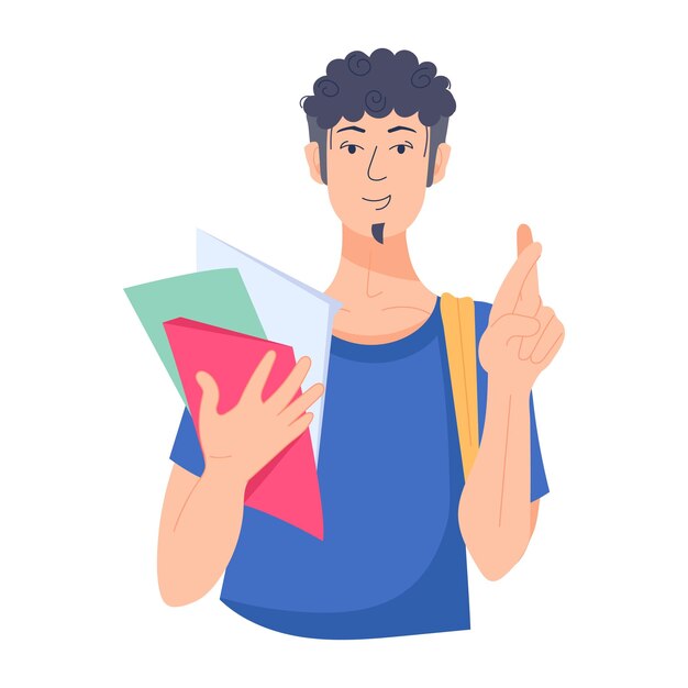 Vector get this flat illustration of college guy