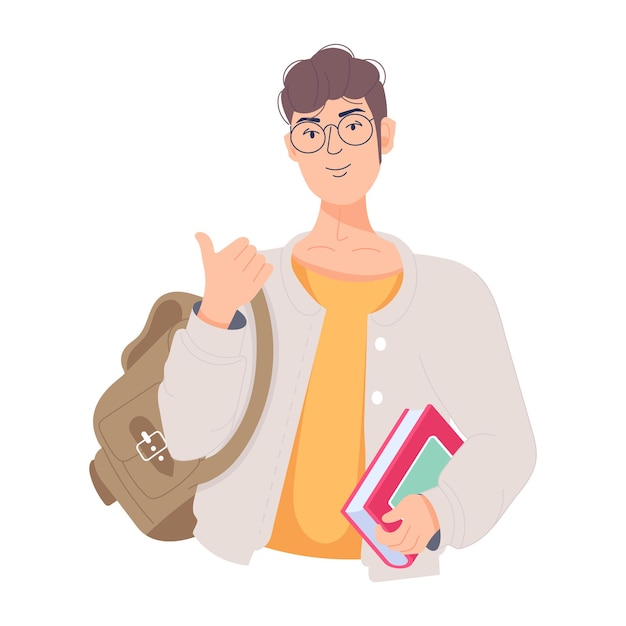 Vector get this flat illustration of college guy