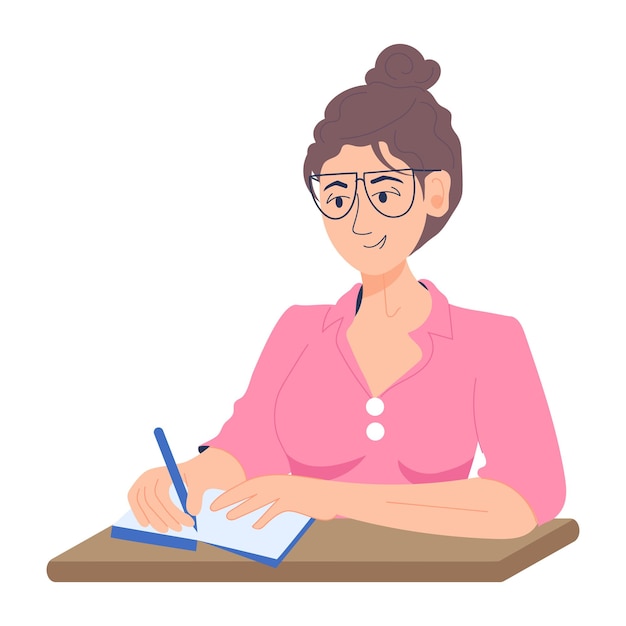 Get this flat illustration of employee writing