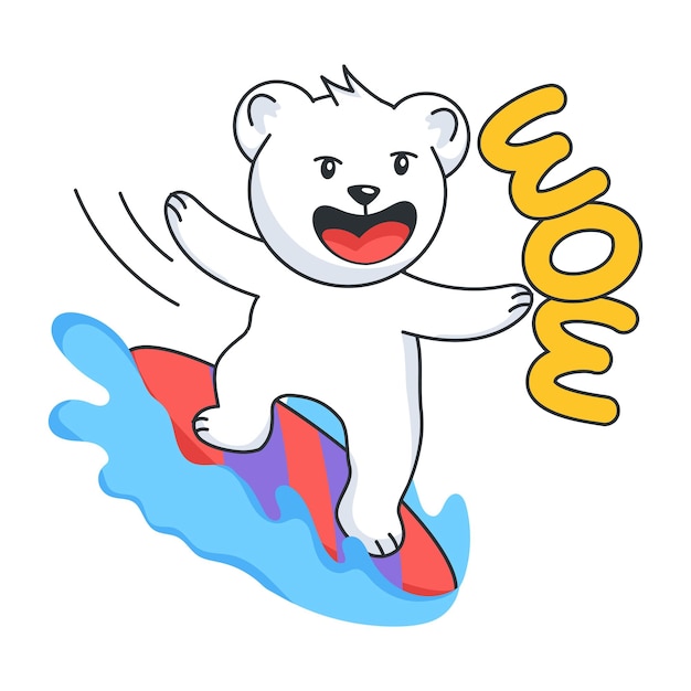 Get this flat sticker of surfing bear