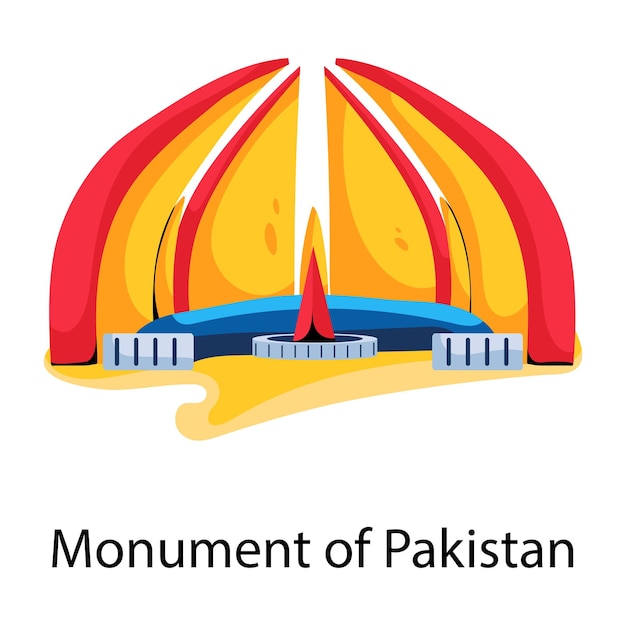 Get this flat style icon depicting monument of pakistan