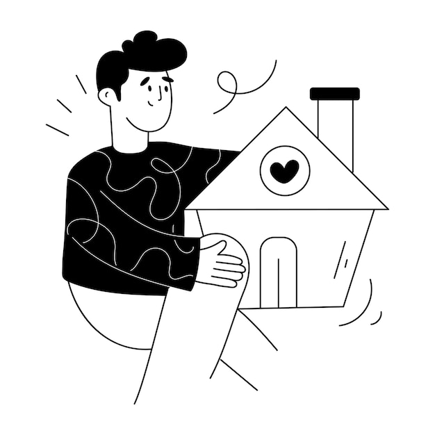 Get this glyph illustration of home love