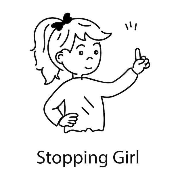 Vector get this hand drawn icon of a stopping girl