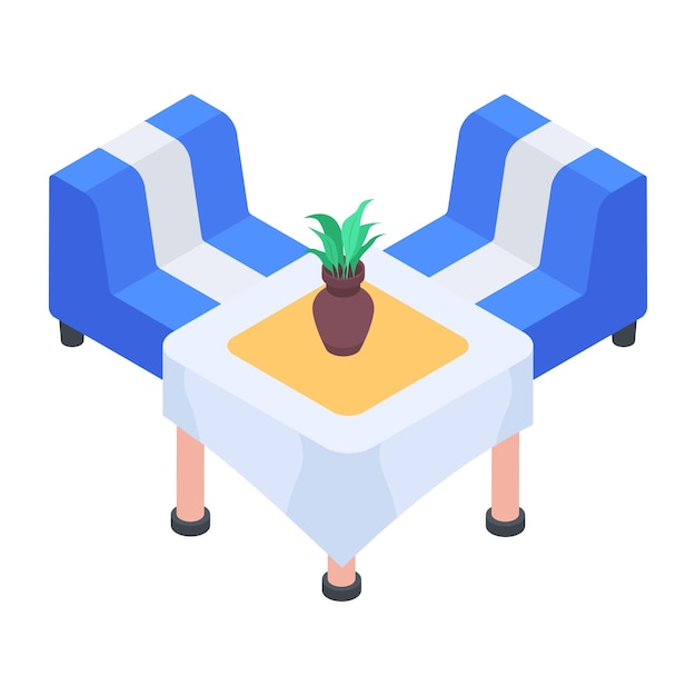 Get this isometric icon of hotel table