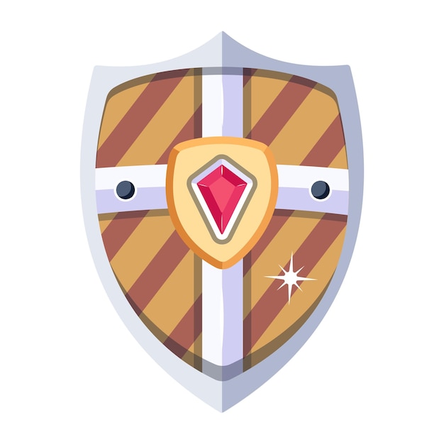 Vector get this wooden shield flat icon