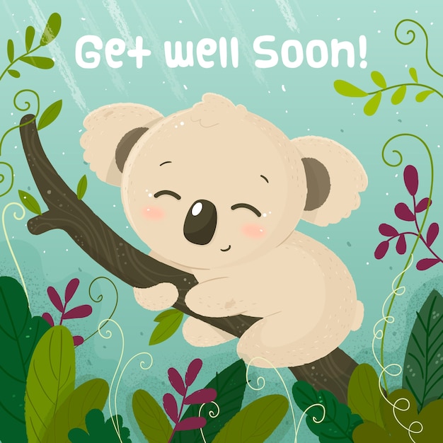 Get well soon message with koala