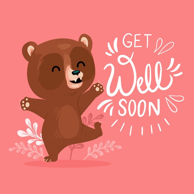 Vector get well soon with a cute bear