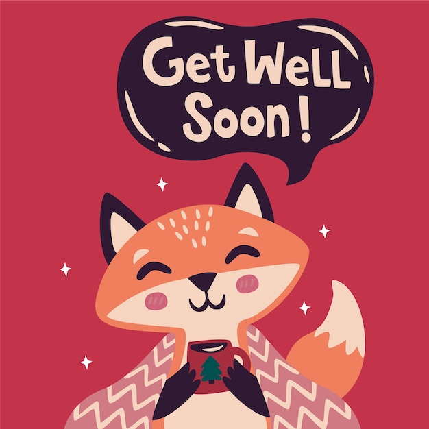 Get well soon with a cute character