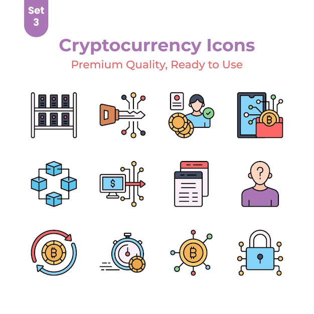この美しく驚くべき仮想通貨ベクトルセットをプレミアムダウンロードに準備してください