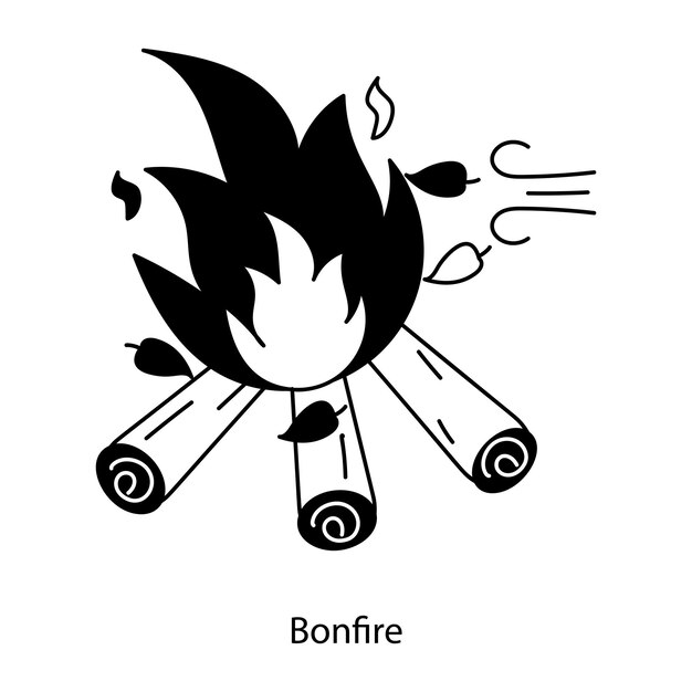 Get your hands on bonfire doodle icon