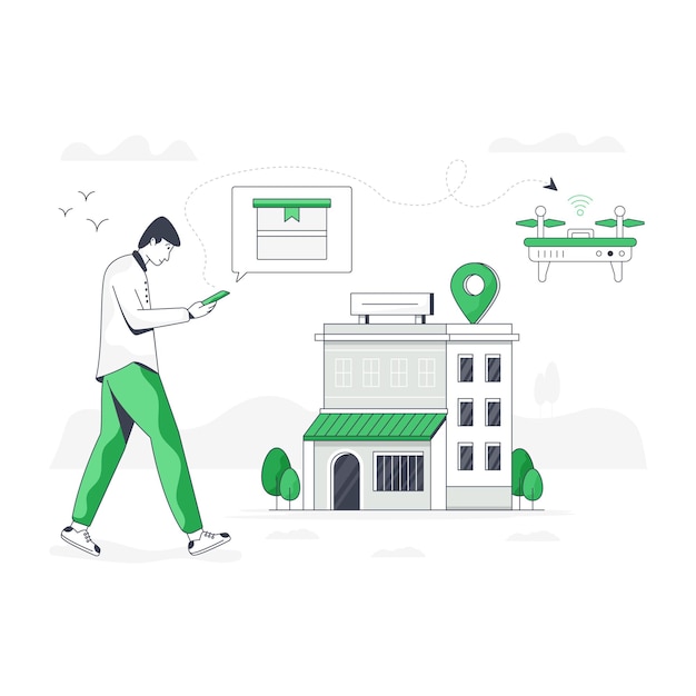 Get your hands on drone delivery flat illustration