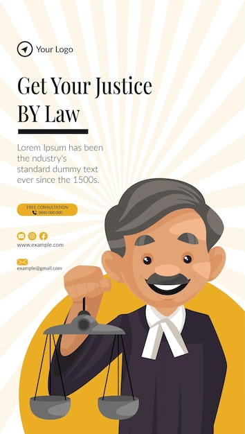 Vector get your justice by law portrait template design