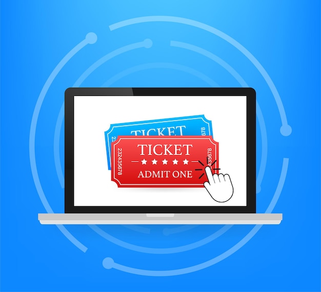 Get your ticket online. cinema movie ticket online order concept. vector illustration.