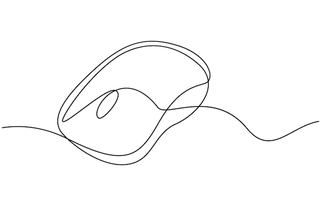 Getekend continu één lijn computermuis logo Vector illustratie Computermuis Zwarte Stroke