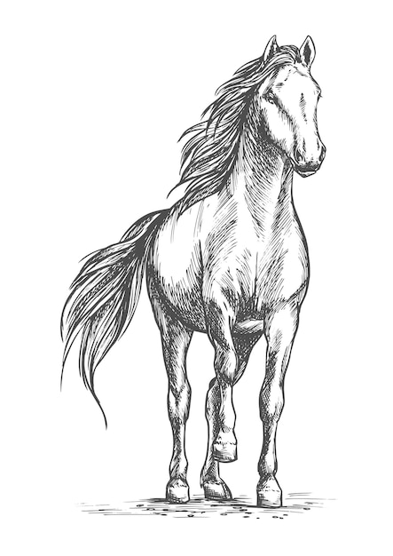 Getekend vectorportret van paard
