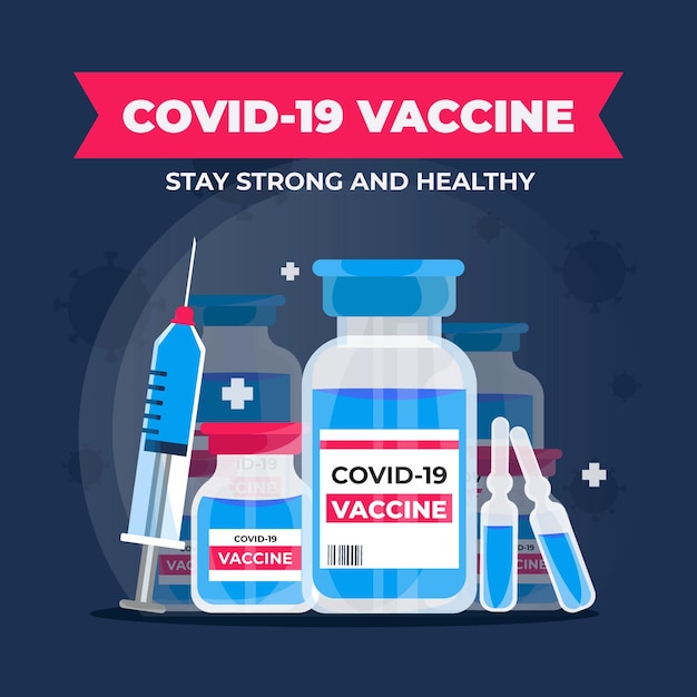 Vector getekende coronavirus vaccin achtergrond