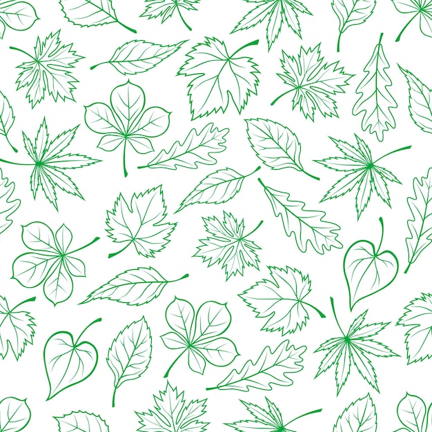 Getekende groene bladeren naadloze patroon achtergrond