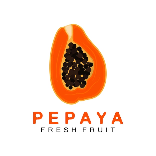 Getextureerd oranje fruitontwerp papaya-logo papaya tree merk productlabel vector fruit market