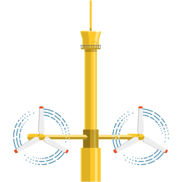 Getijdenenergie macht turbine vector pictogram op wit